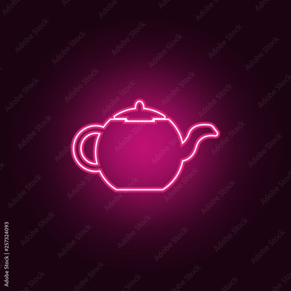 Poster tea kettle icon. elements of bar in neon style icons. simple icon for websites, web design, mobile a