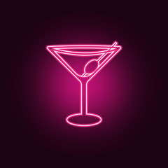 martini glass icon. Elements of Bar in neon style icons. Simple icon for websites, web design, mobile app, info graphics