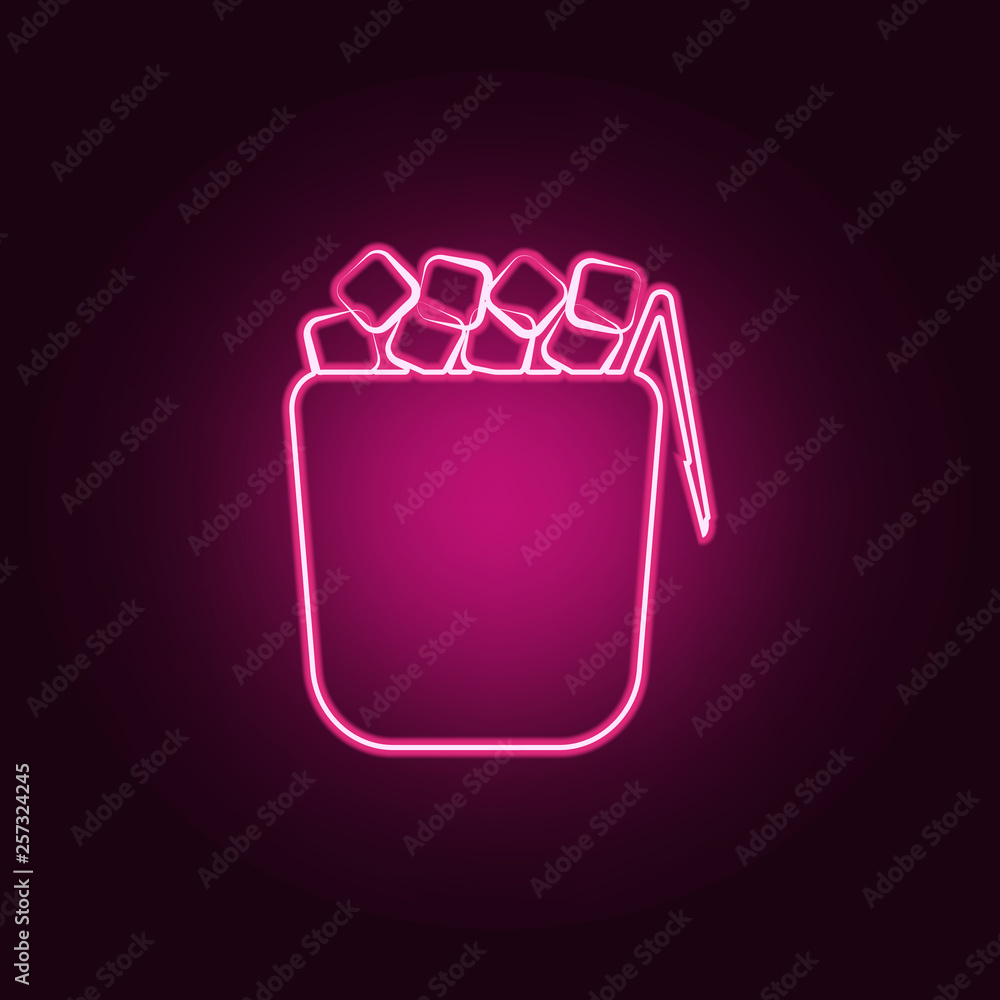 Poster ice-crockery icon. elements of bar in neon style icons. simple icon for websites, web design, mobile