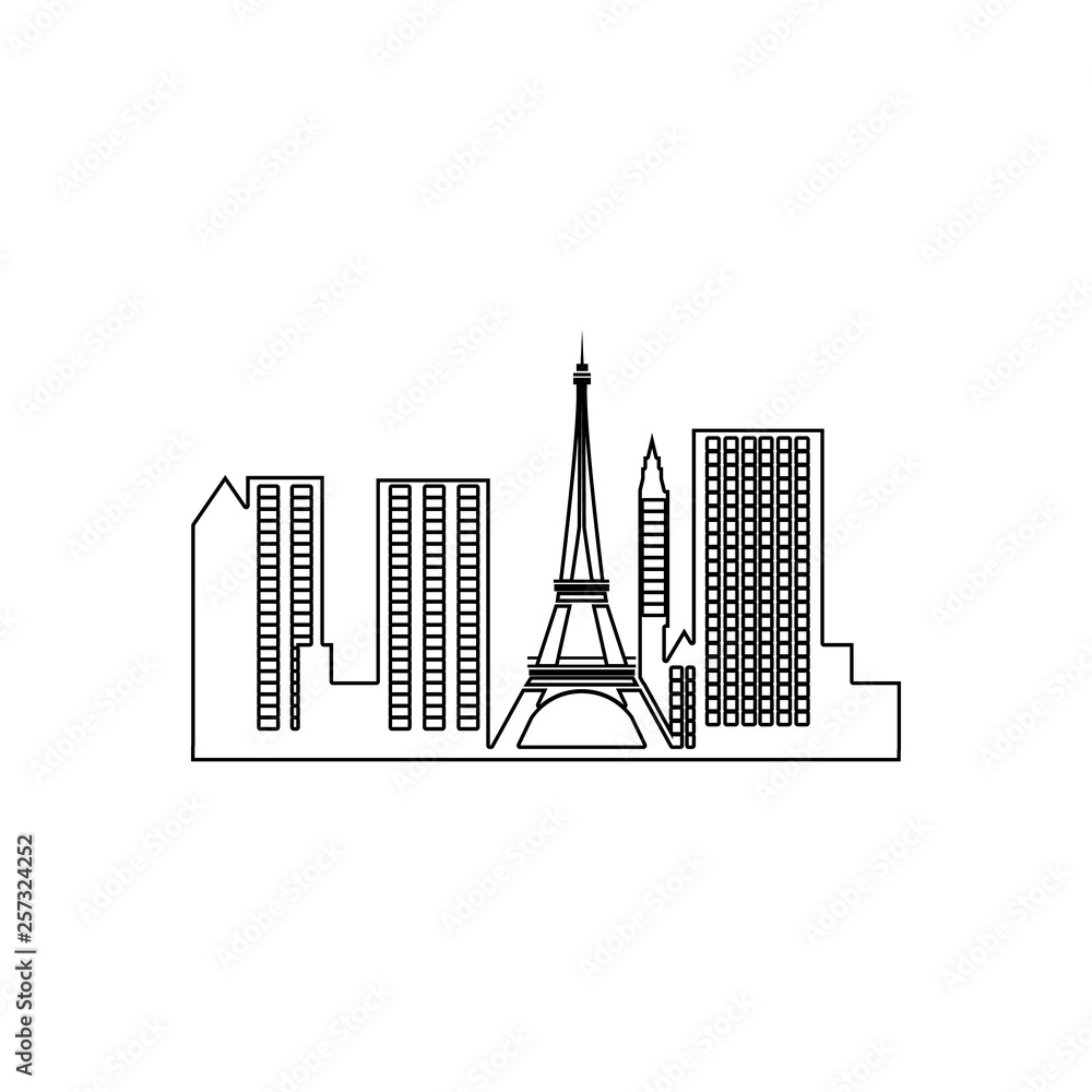 Poster cityscape of paris icon. element of cityscape for mobile concept and web apps icon. outline, thin li