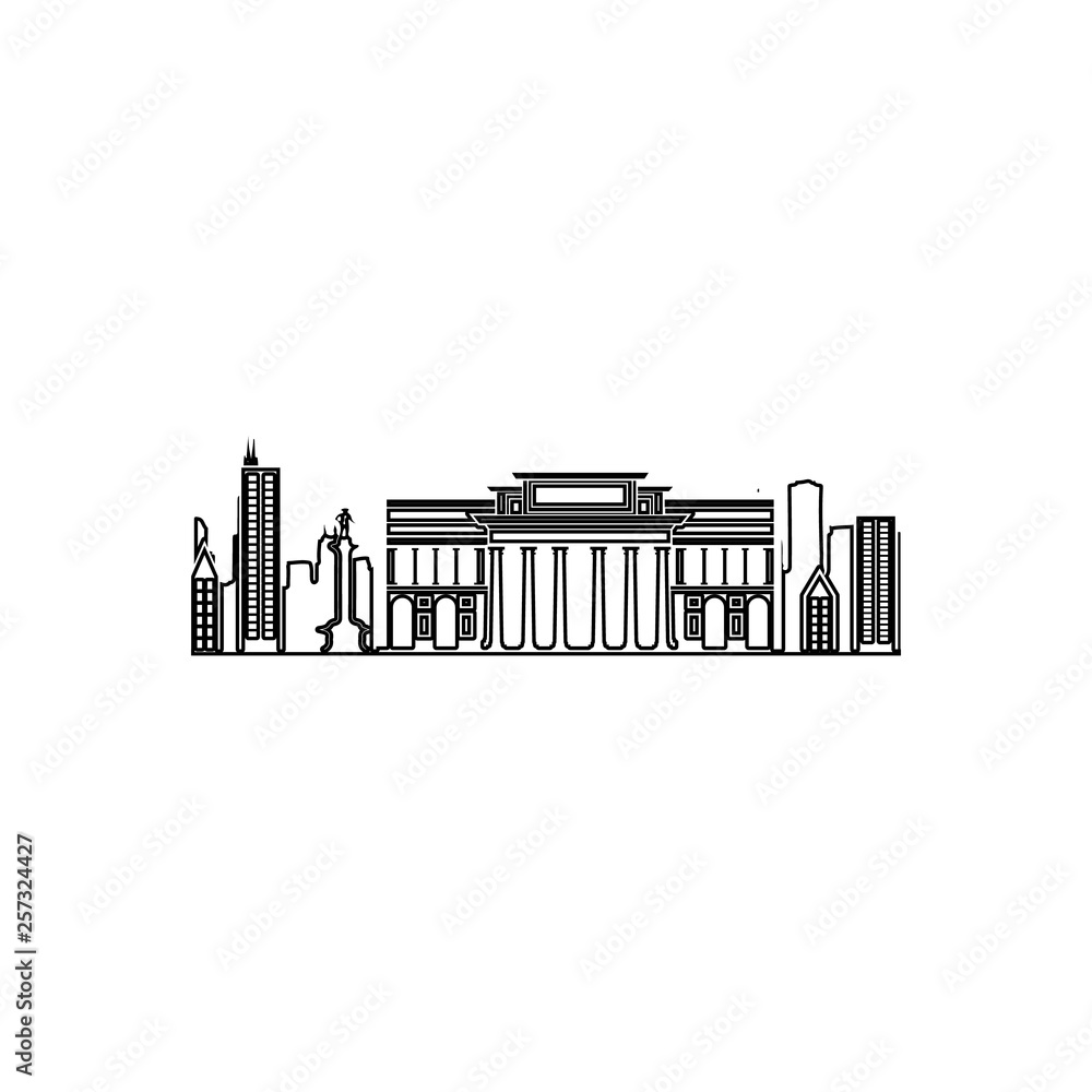 Poster cityscape of berlin icon. element of cityscape for mobile concept and web apps icon. outline, thin l