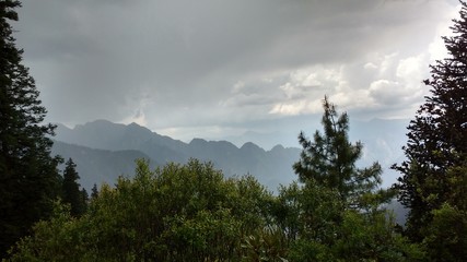 Mountains Valley and clouds