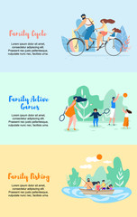 Family Cycle Active Games Family Fishing Vector