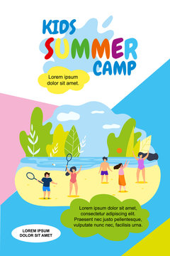 Vector Illustration Kids Summer Camp Holidays. 