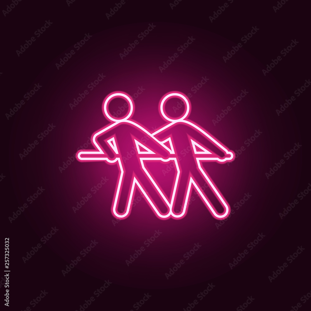 Poster tug of war icon. elements of conversation and friendship in neon style icons. simple icon for websit