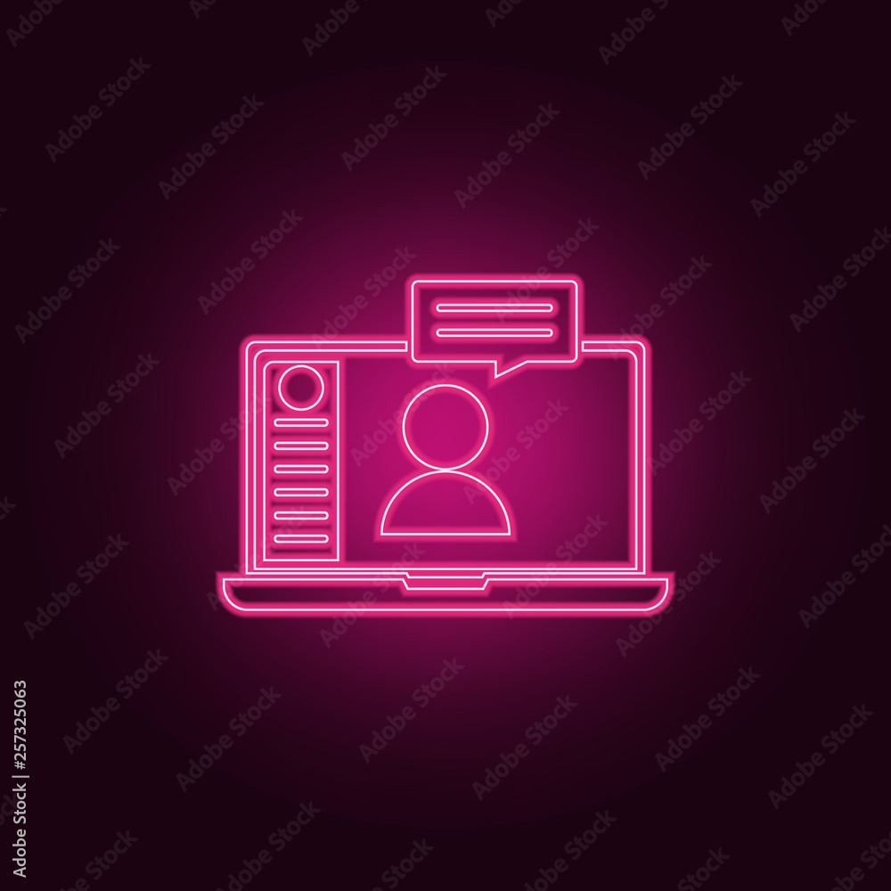Poster online communication icon. elements of conversation and friendship in neon style icons. simple icon 