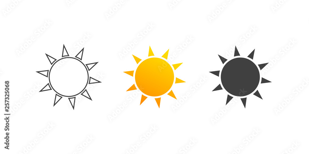 Aufkleber sun icon. sun set symbol. sun icons in flat and linear style. - vector