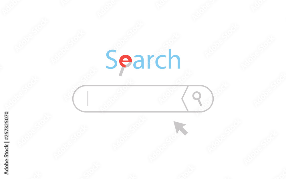 Poster search bar icon. bar site icon. website element with cursor in flat design. - vector