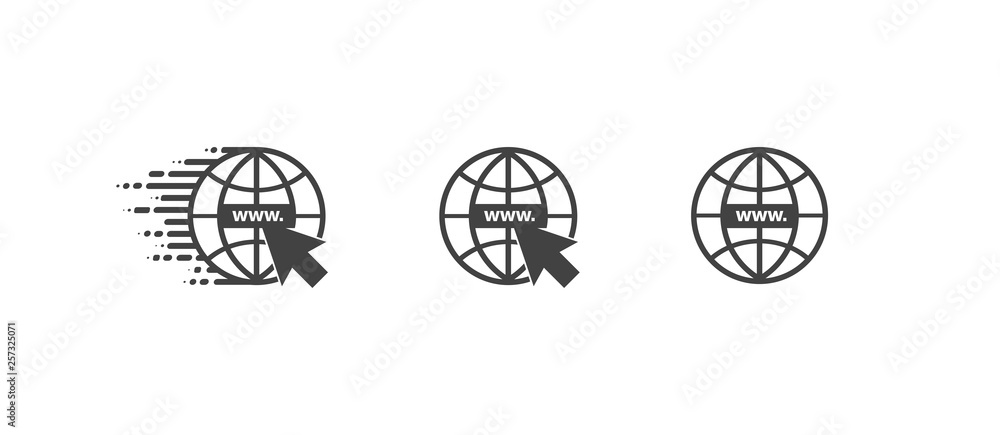 Leinwandbilder www icon. web site icon set. www icon with cursor in flat style - vector illustration