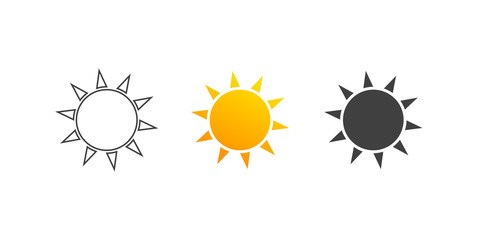 Sun icon. Sun Set symbol. Sun icons in flat and linear style. - vector