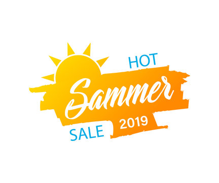 Summer banner. Sun icon. Summer sale style. vector