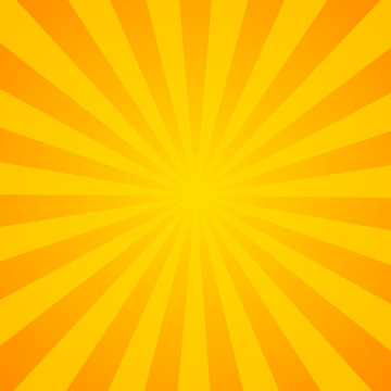 Sunburst background. Orange background with radial lines for retro illustration in pop art style. - vector