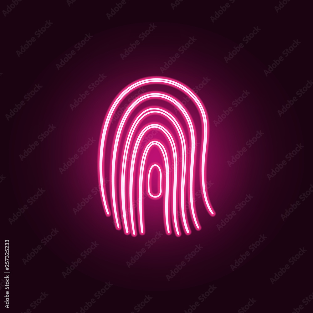 Aufkleber fingerprint icon. elements of cyber security in neon style icons. simple icon for websites, web desi