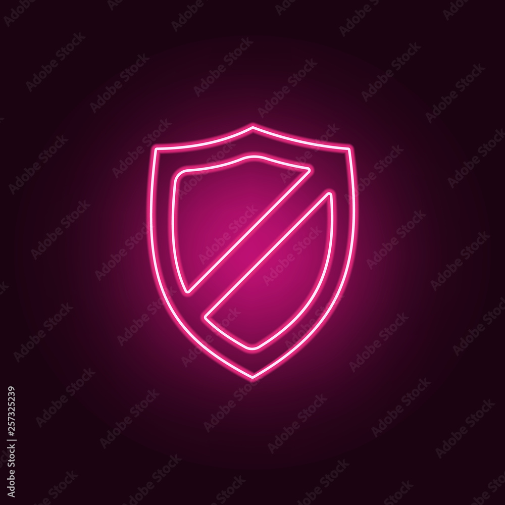 Poster without shield icon. elements of cyber security in neon style icons. simple icon for websites, web d