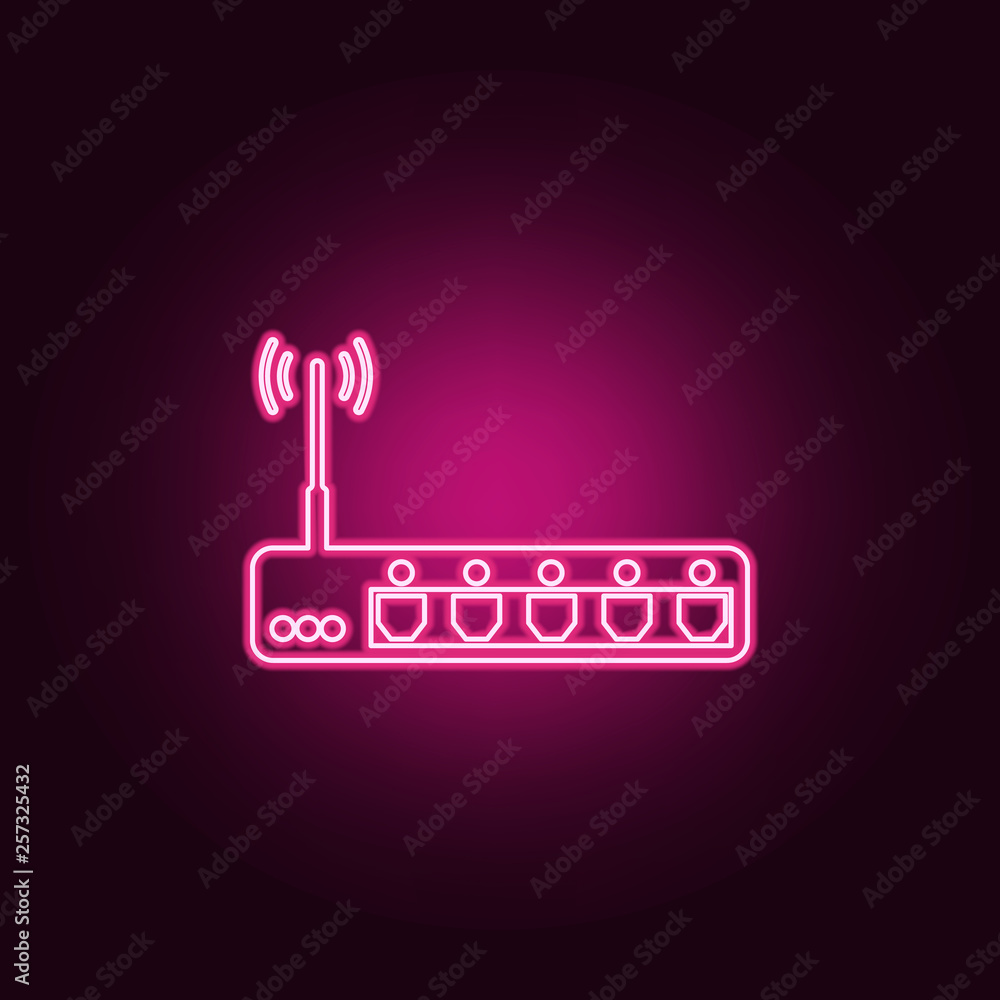 Poster modem icon. elements of cyber security in neon style icons. simple icon for websites, web design, mo
