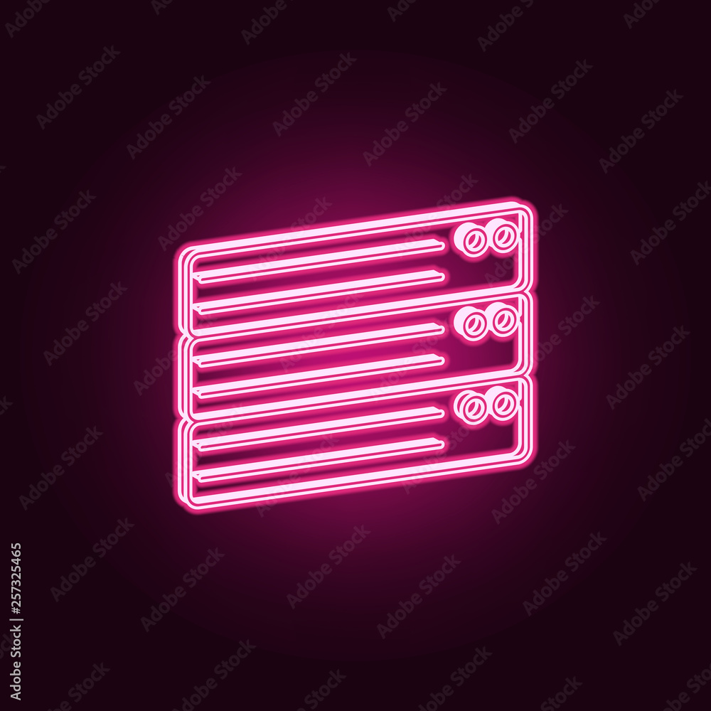 Poster server icon. elements of cyber security in neon style icons. simple icon for websites, web design, m