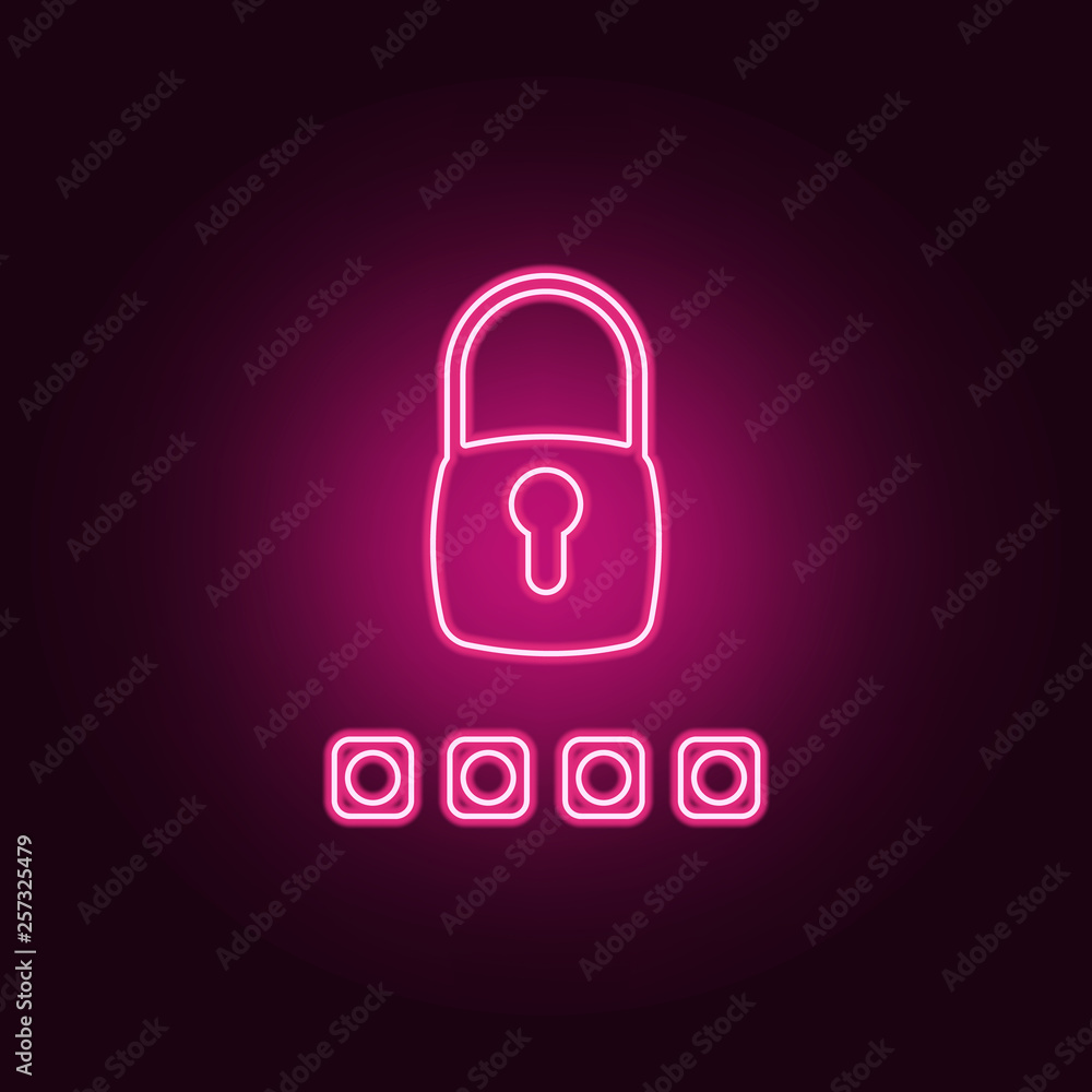 Poster password icon. elements of cyber security in neon style icons. simple icon for websites, web design,