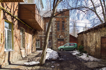 Old red brick houses in Voronezh
