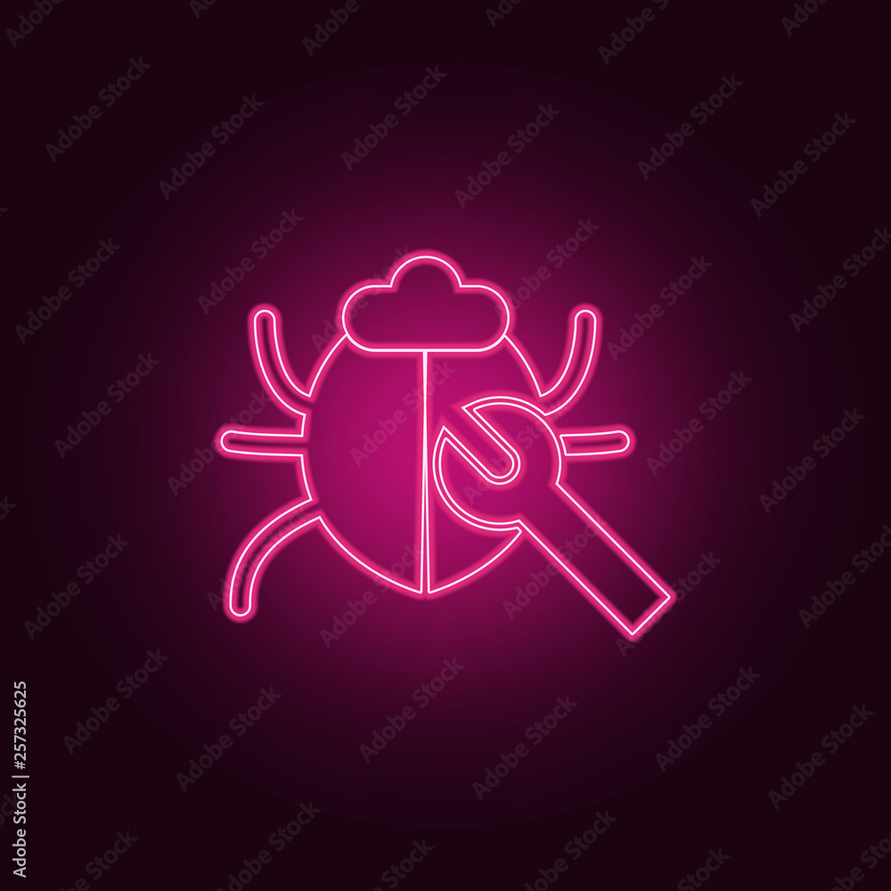 Poster virus patch icon. elements of cyber security in neon style icons. simple icon for websites, web desi