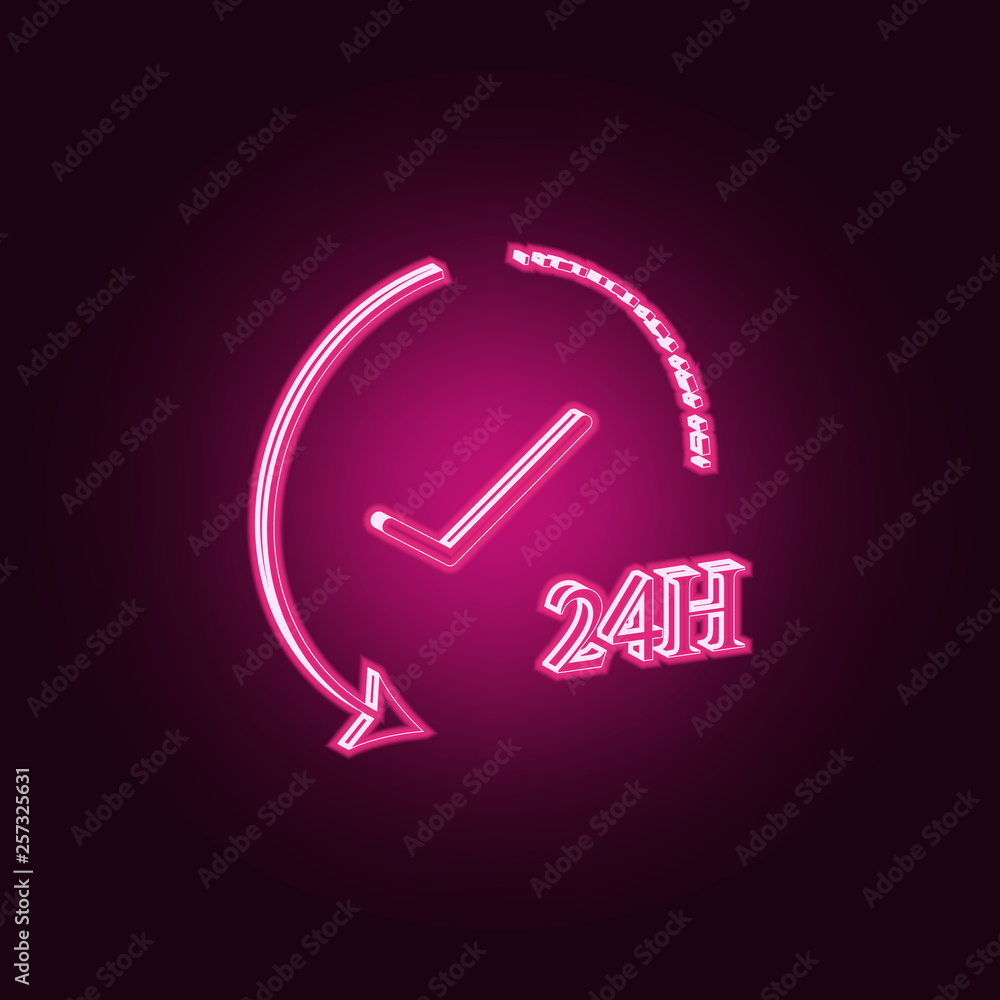 Aufkleber 24 hours work icon. elements of cyber security in neon style icons. simple icon for websites, web de