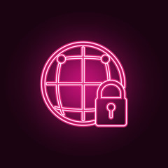 global protection icon. Elements of cyber security in neon style icons. Simple icon for websites, web design, mobile app, info graphics
