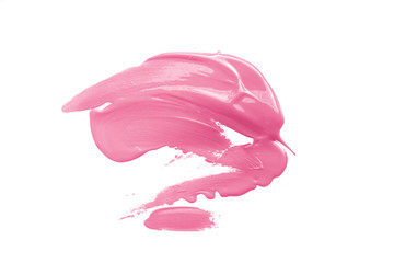 coral pink paint brush spots on white 