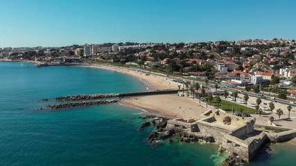 Obraz na płótnie Canvas Vista Panoramica da Praia de Caxias em Oeiras Portugal