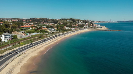 Naklejka na ściany i meble Vista Panoramica da Praia de Caxias em Oeiras Portugal