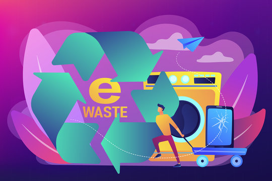 E-waste reduction concept vector illustration.