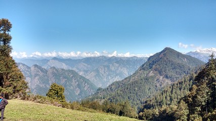 Mountains Valley and clouds