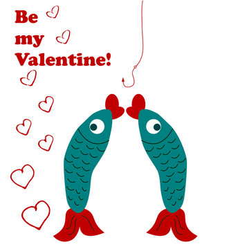 Valentine's Day. Two fishes