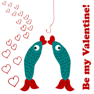 Valentine's Day. Two fishes