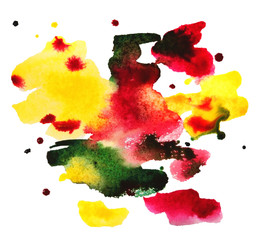 watercolor blot colored with splashes