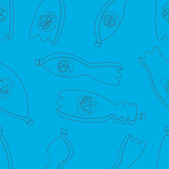 Plastic bottles vector color seamless pattern