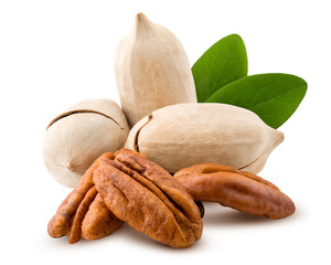 pecan, nut, isolated on white background, clipping path, full depth of field