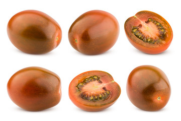 kumato black tomato, cherry, isolated on white background, clipping path, full depth of field