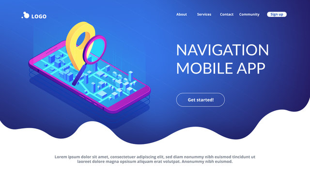 Mobile tracking soft isometric 3D landing page.