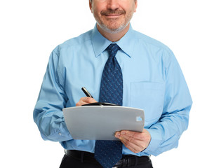 Businessman hands with clipboard
