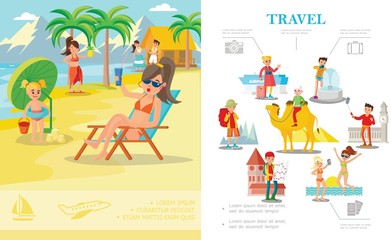 Flat Colorful Summer Vacation Concept