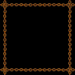 Golden chain frame watercolor pattern on black