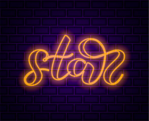 Brick background. Star lettering. Vector illustration for poster.