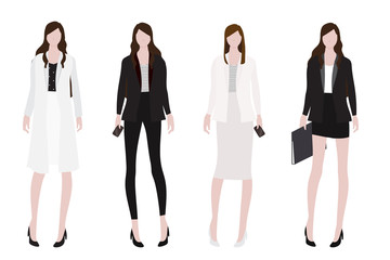 woman in working outfit flat style collection
