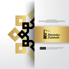 islamic design concept. abstract mandala with pattern ornament and lantern element. Ramadan Kareem or Eid Mubarak greeting. invitation Banner or Card Background Vector illustration