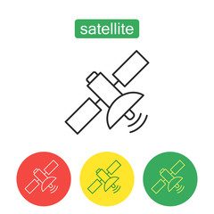 Space satellite outline icons set