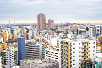 Fototapeta premium Chiba, Japan, 03/22/2019 , View of Chiba city from top of Sogo department store car parking building.