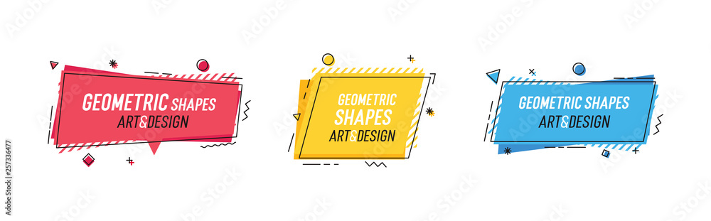 Aufkleber Geometric shapes with abstract elements and place for text. Vector graphic design illustrations for advertising, sales, marketing, design and art projects, posters