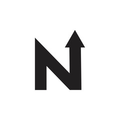 letter n simple geometric arrow up logo vector