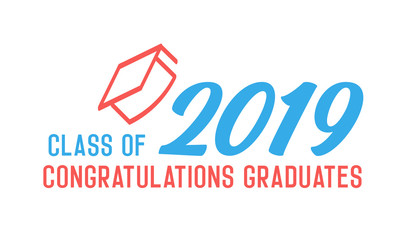 Class of 2019 Congratulations graduates design. Vector illustration for party invites, banners, backgrounds, covers. Graduation day, prom night and other academic events.