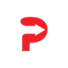 letter p simple arrow logo vector