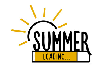 Doodle Summer Loading illustration screen. Progress bar almost reaching summer. Vector illustration background banner in doodle style